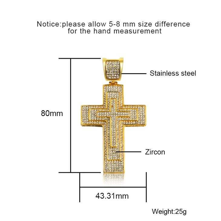 Double-Frame Iced Out Zircon Cross Pendant Necklace price