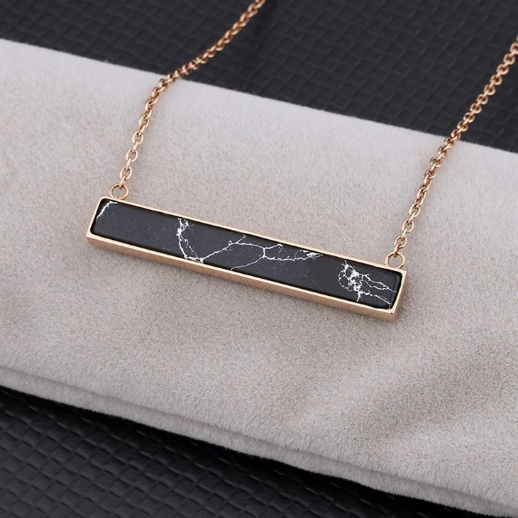 Black Marble Bar Pendant Necklace high quality Black Marble Bar Pendant Necklace high quality
